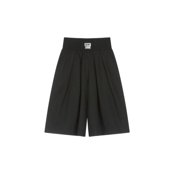 Girls Black Cotton Wide Leg Trousers