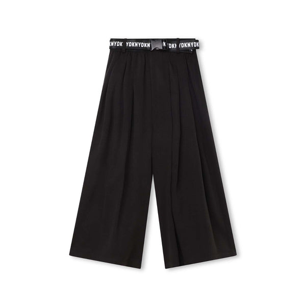 Girls Black Viscose Cropped Trousers
