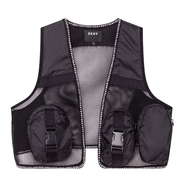 Girls Black Utility Waistcoat