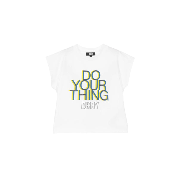 Girls White Cotton Slogan T-Shirt