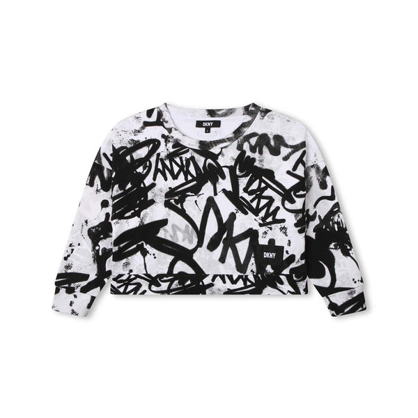 Girls White Cotton Graffiti Sweatshirt