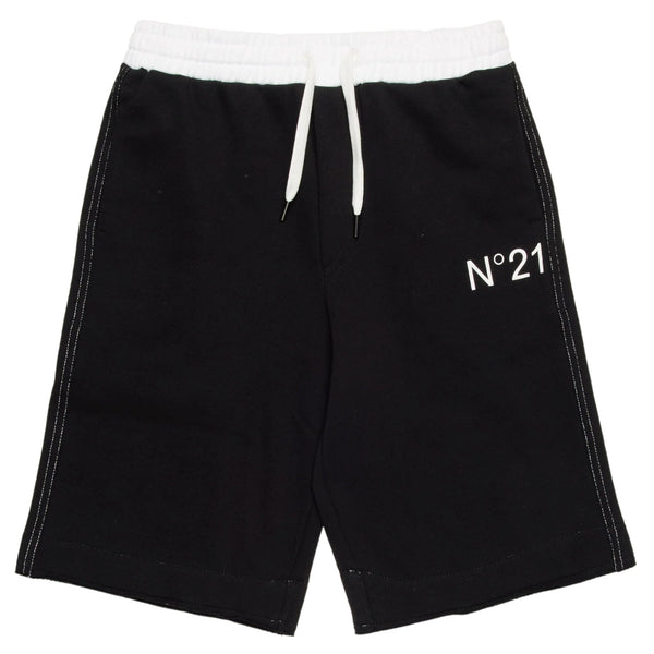 Boys Black Logo-Print Cotton Shorts