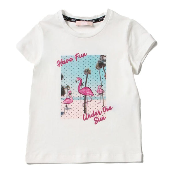 Girls White Cotton T-Shirt