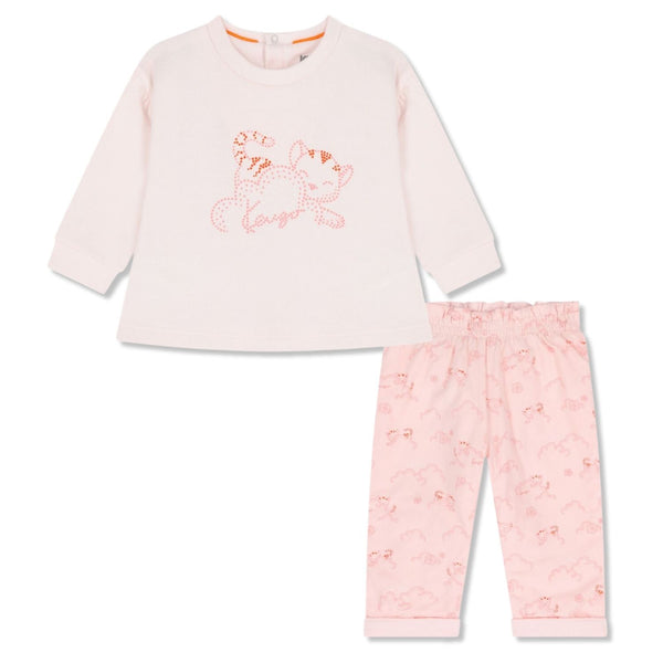 Baby Girls Pink Tiger Logo Trousers Set