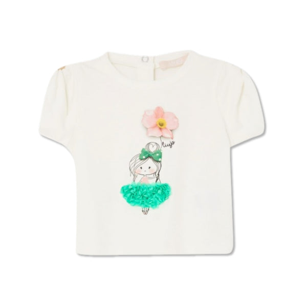 Baby Girls White Girls Patch Cotton T-Shirt