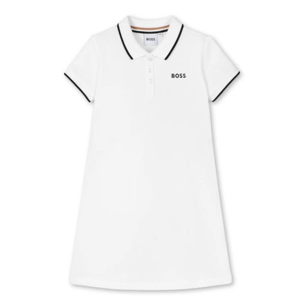 Girls White Cotton Polo Dress