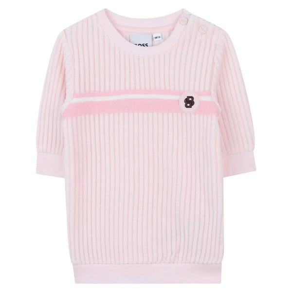 Baby Girls Pink Ribbed Dress
