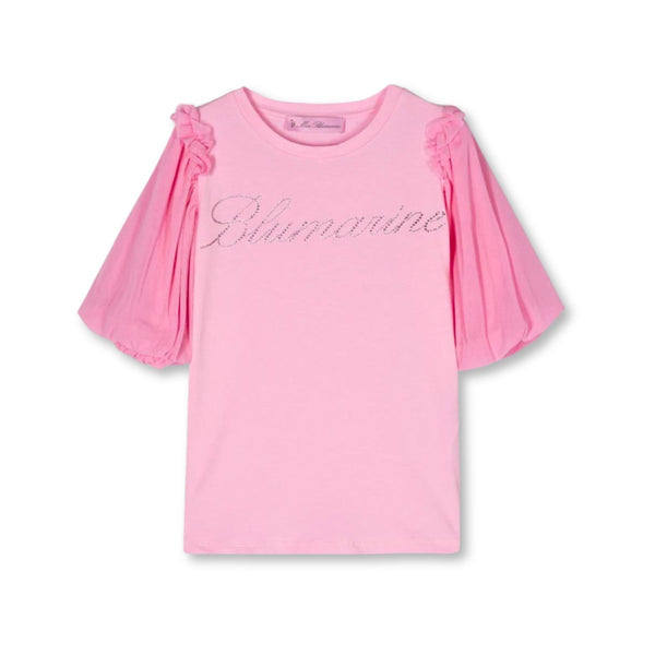 Girls Pink Ruffle-Sleeve T-shirt