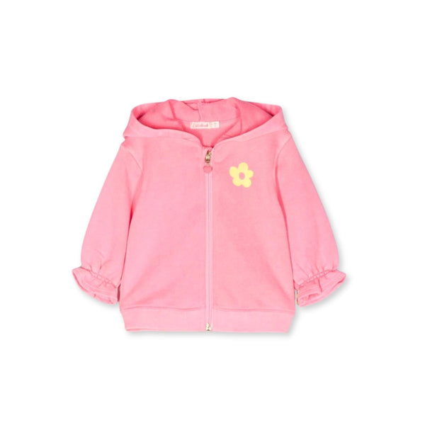 Girls Pink Logo-Print Zip-up Hoodie