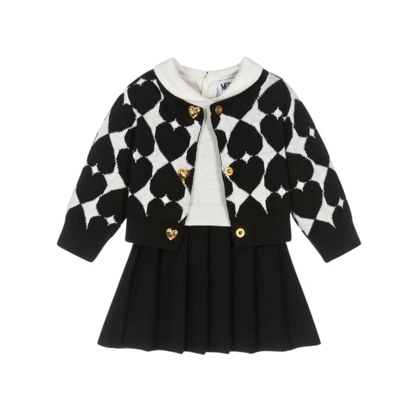 Baby Girls Black Cotton & Wool Knit Dress Set