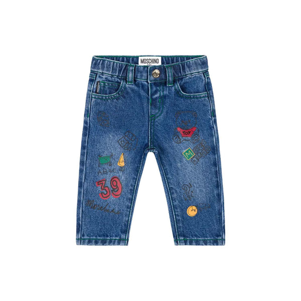 Baby Boys Blue Denim Teddy Bear Jeans