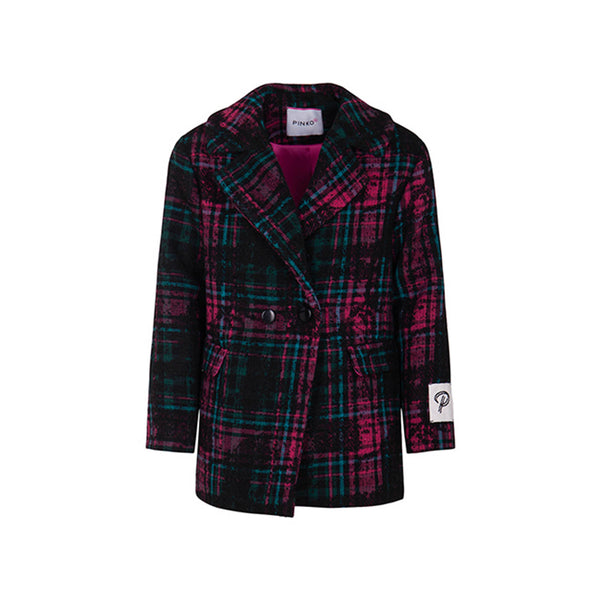 Girls Multi Color Logo-Patch Single-Breasted Blazer