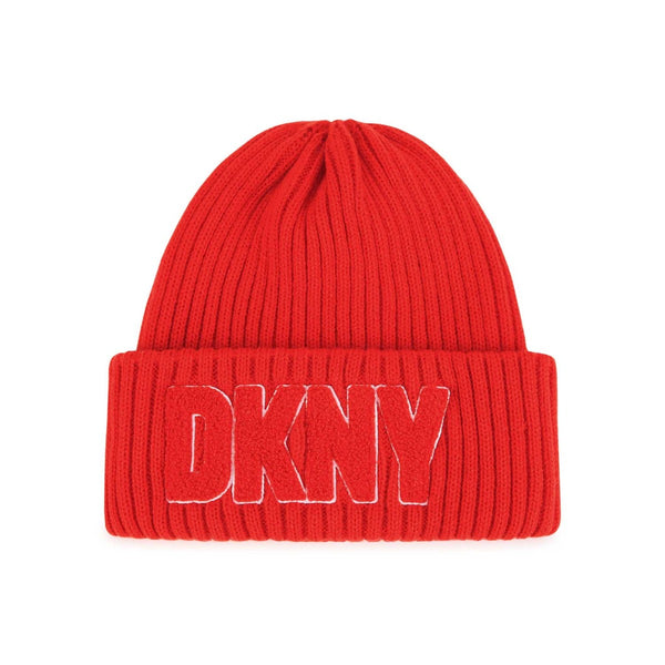 Kids Orange Embroidered Knitted Beanie