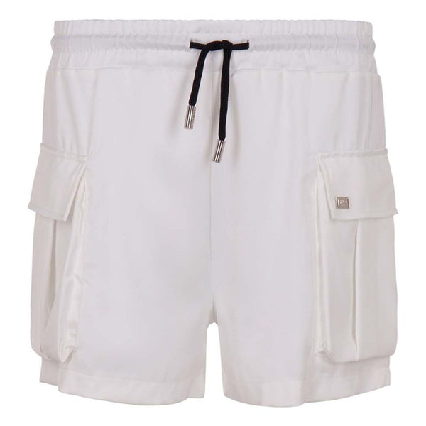 Girls White Cargo-Style Satin Shorts