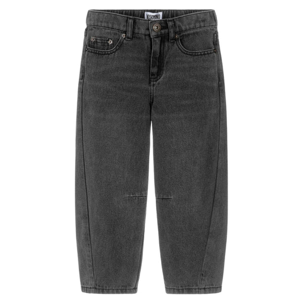 Boys Black Logo-Patch Trousers