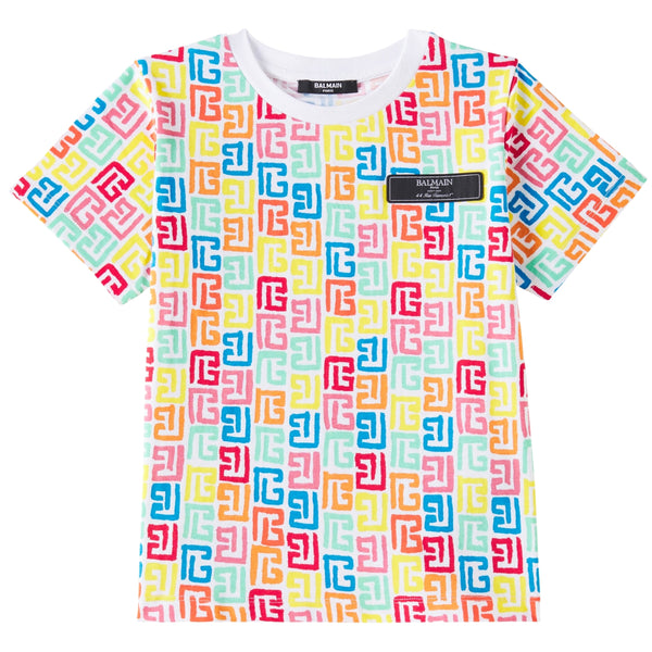 Girls Multi-Color Monogram-Print T-shirt Dress