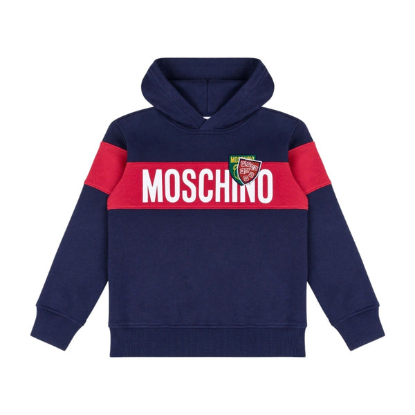 Boys Navy Blue Logo-Print Hoodie