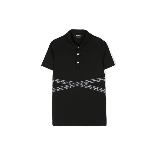 Boys Black Logo Polo T-shirt