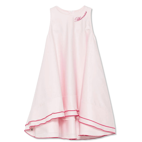 Girl Pink Cotton Logo-Ruffle Dress