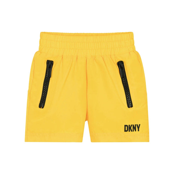 Boys Yellow Logo-Print Swim Shorts