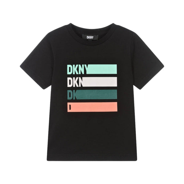 Boys Black Graduated Logo Cotton T-Shirt