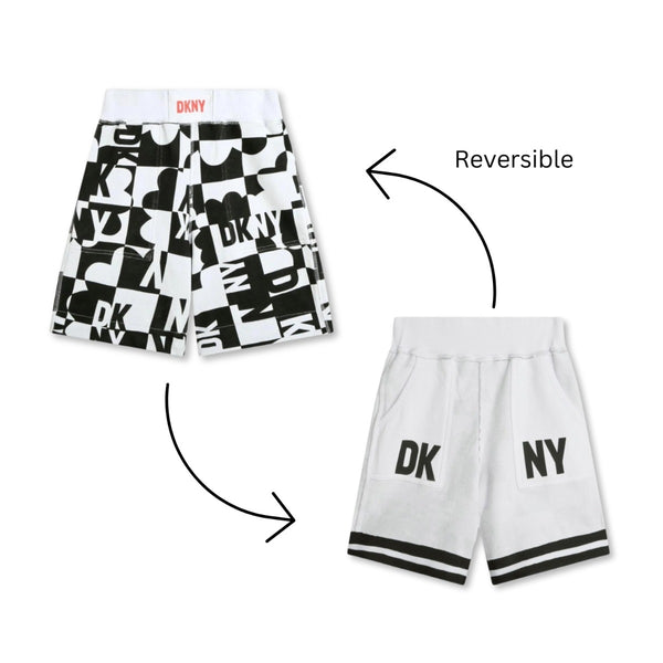 Boys Black Logo-Print Reversible Shorts