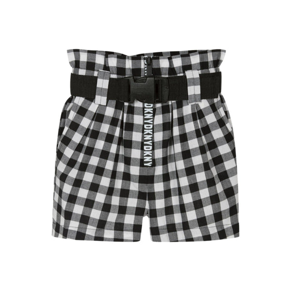 Girls Black Gingham Cotton Shorts