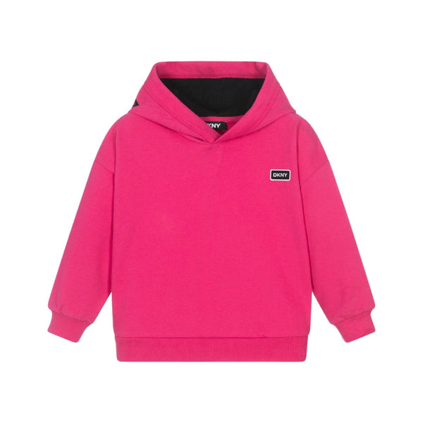 Girls Pink Cotton Embroidered Hoodie