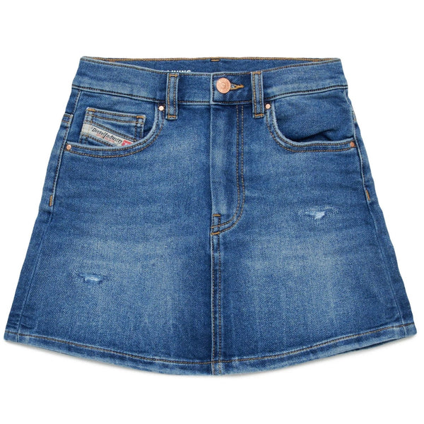 Girls Denim Blue JoggJeans Skirt With Rips