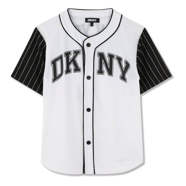 Boys White & Black Baseball Shirt