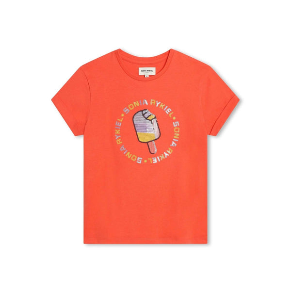 Girls Orange Logo-Embellished Cotton T-shirt