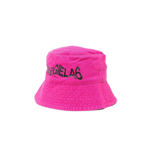 Girls Pink Logo Print Cotton Hat
