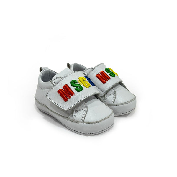 Baby Kids Embroidered Logo Leather Pre Walker