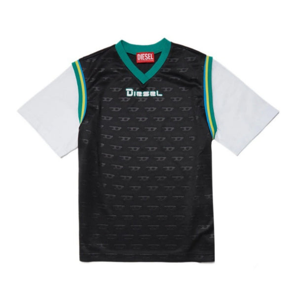 Technical Fabric Basketball T-Shirt With Allover Logo