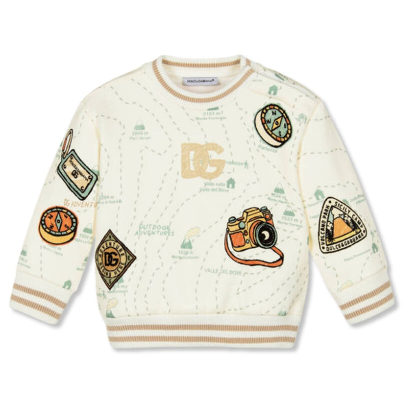 Boys Ivory Map Print Sweatshirts