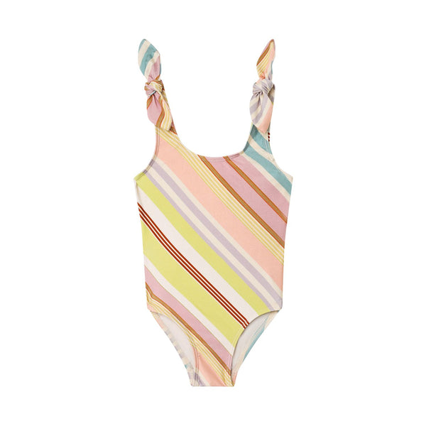 Girls Multi-Color Bow Shoulder Swimsuit