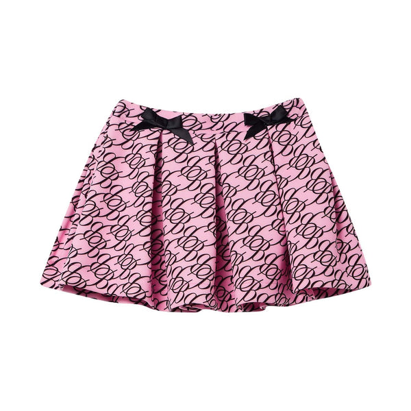 Girls Pink All-Over Logo-Print Skirt