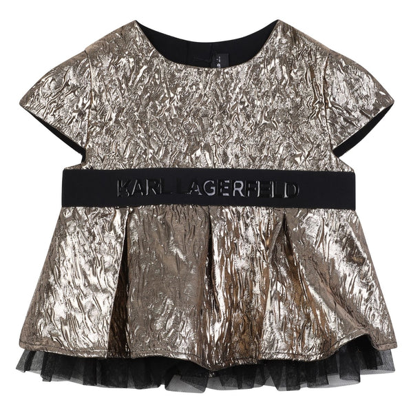 Girls Gold Metallic Pleated Tops