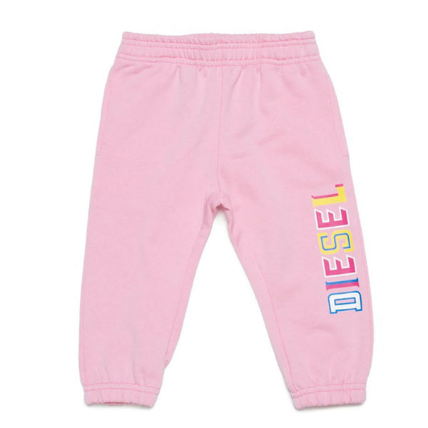 Pastel Pink Plush Pants With Contrasting Logo