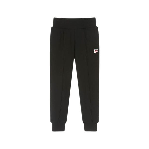 Girls Black Cotton Heart Joggers