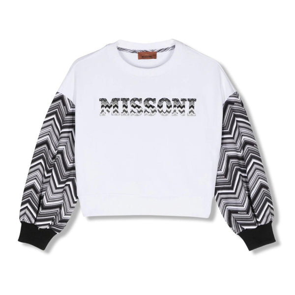 Girls White Logo-Embroidered Sweatshirt