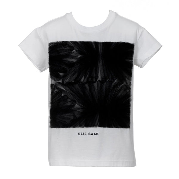 Black Net Ruching With Logo T-shirt