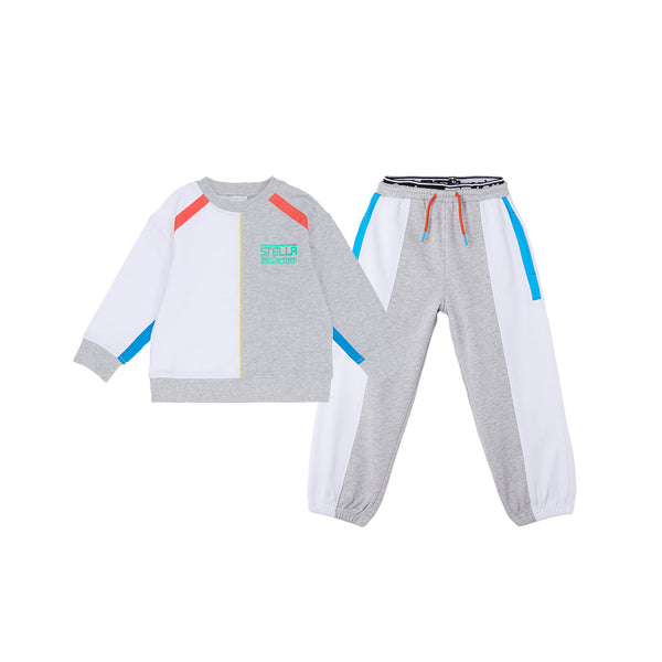 Boys White & Grey Cotton Tracksuit