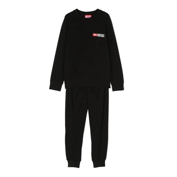 Boys Black Logo Print Pyjama Set