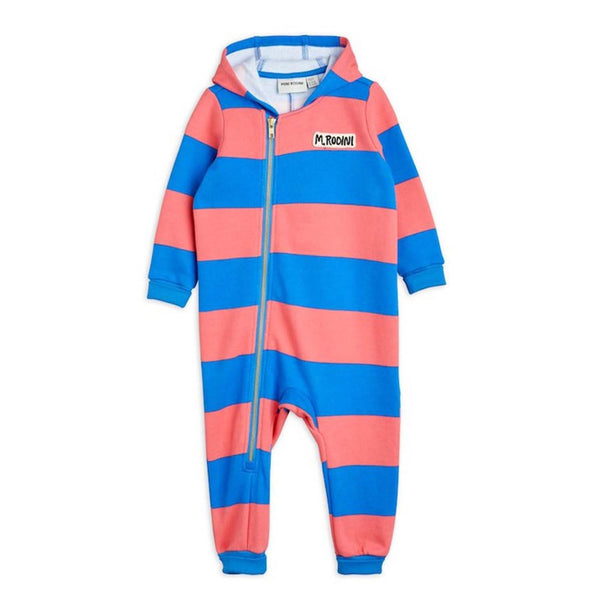 Baby Kids Logo-Patch Stripe-Pattern Onesie
