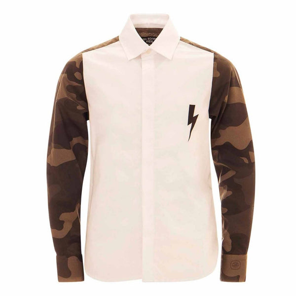 Boys Camouflage Printed Back & Sleeve Shirt