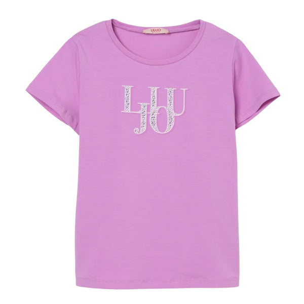 Girls Purple Rhinestone-Logo T-Shirt