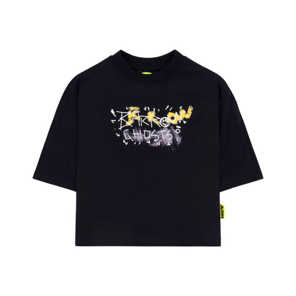 Girls Black Logo-Print Cotton T-Shirt