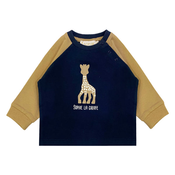 Baby Boys Navy Blue & Beige Logo-Print Sweatshirt