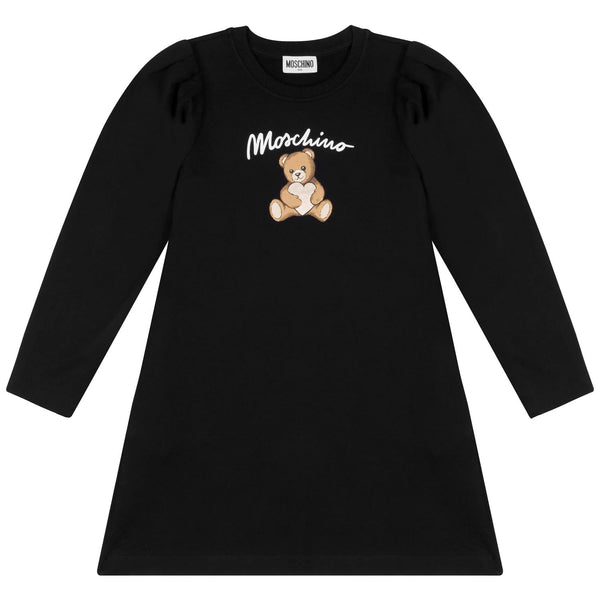 Girls Black Logo-Print Dress